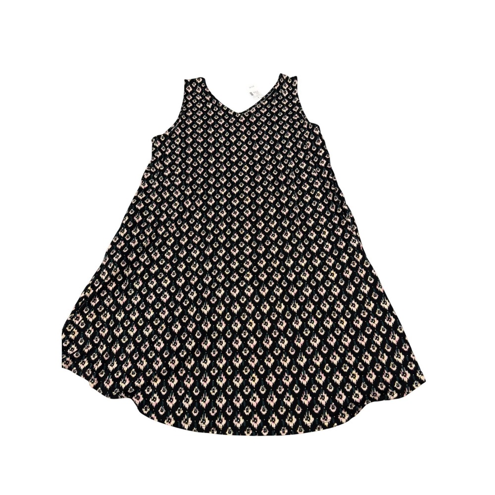 Maurices 24/7 Sleeveless Ikat Diamond Print V-Neck Dress XL Black Pink Yellow